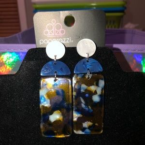 Paparazzi blue yellow white macrame earrings